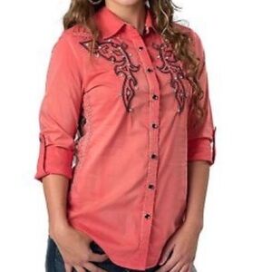 Roar Y2K Signature embroidered western-style button down shirt size large‎